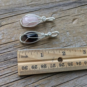 Image of Wire wrapped gemstone cabochon pendants