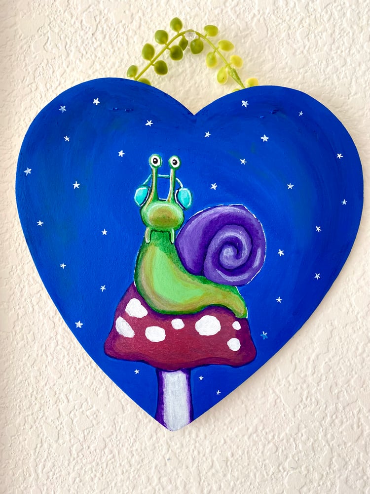 Image of "Disco Snail" Heart Shaped Painting