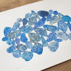 Blue Sea Glass #1, Original Watercolour