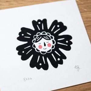Elsa (Flower Lady), Original Lino Print