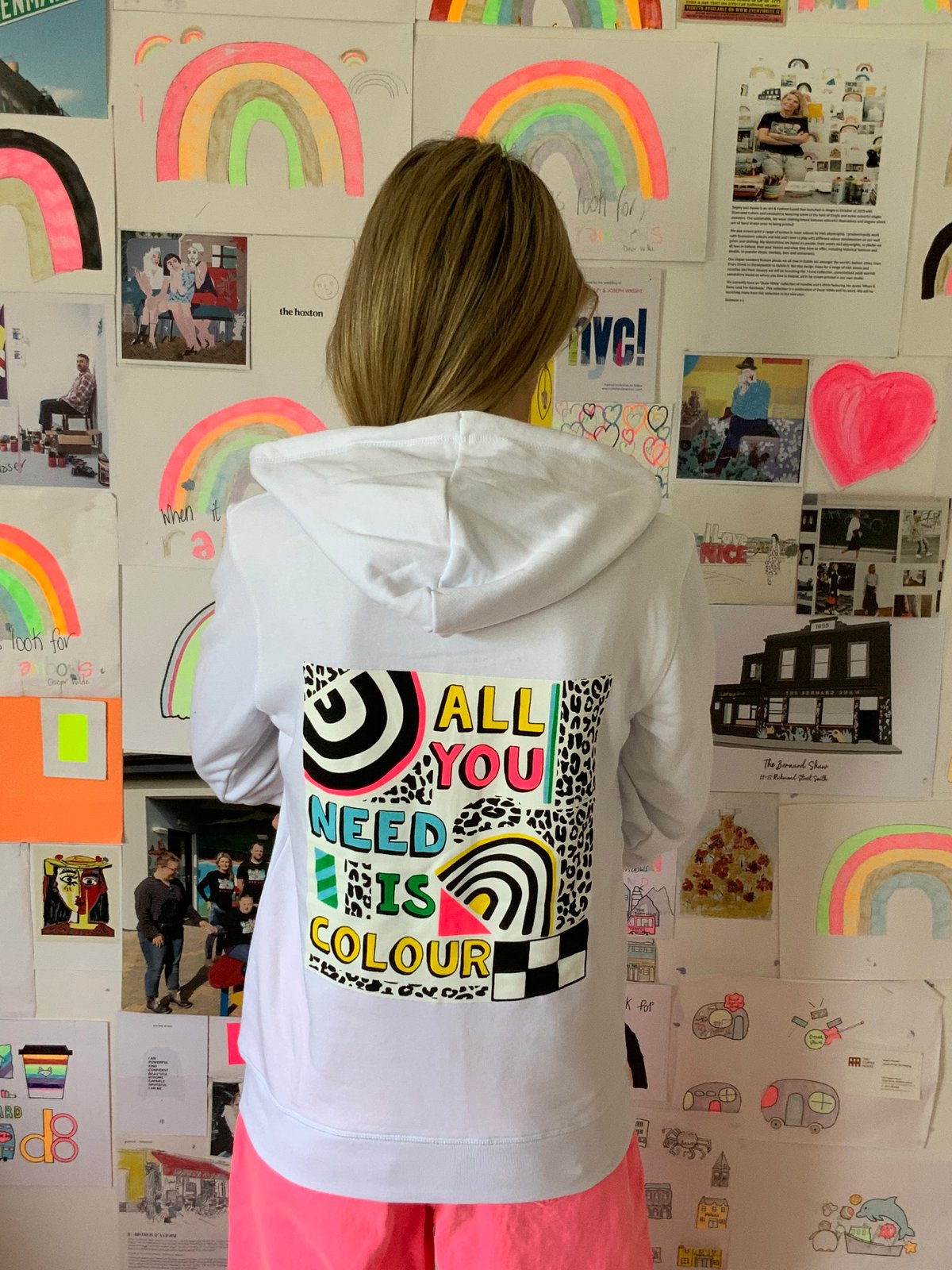 Image of All You Need is Colour Zip Hoodie White