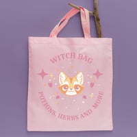 Witch pink tote bag