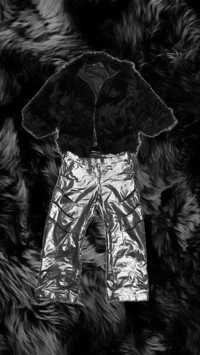 Image 1 of Metallic denim slip pocket pants 