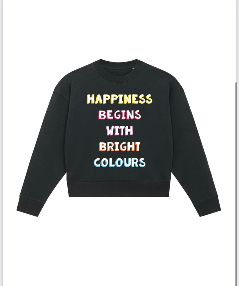 Image of Happiness Slogan Black Cropster