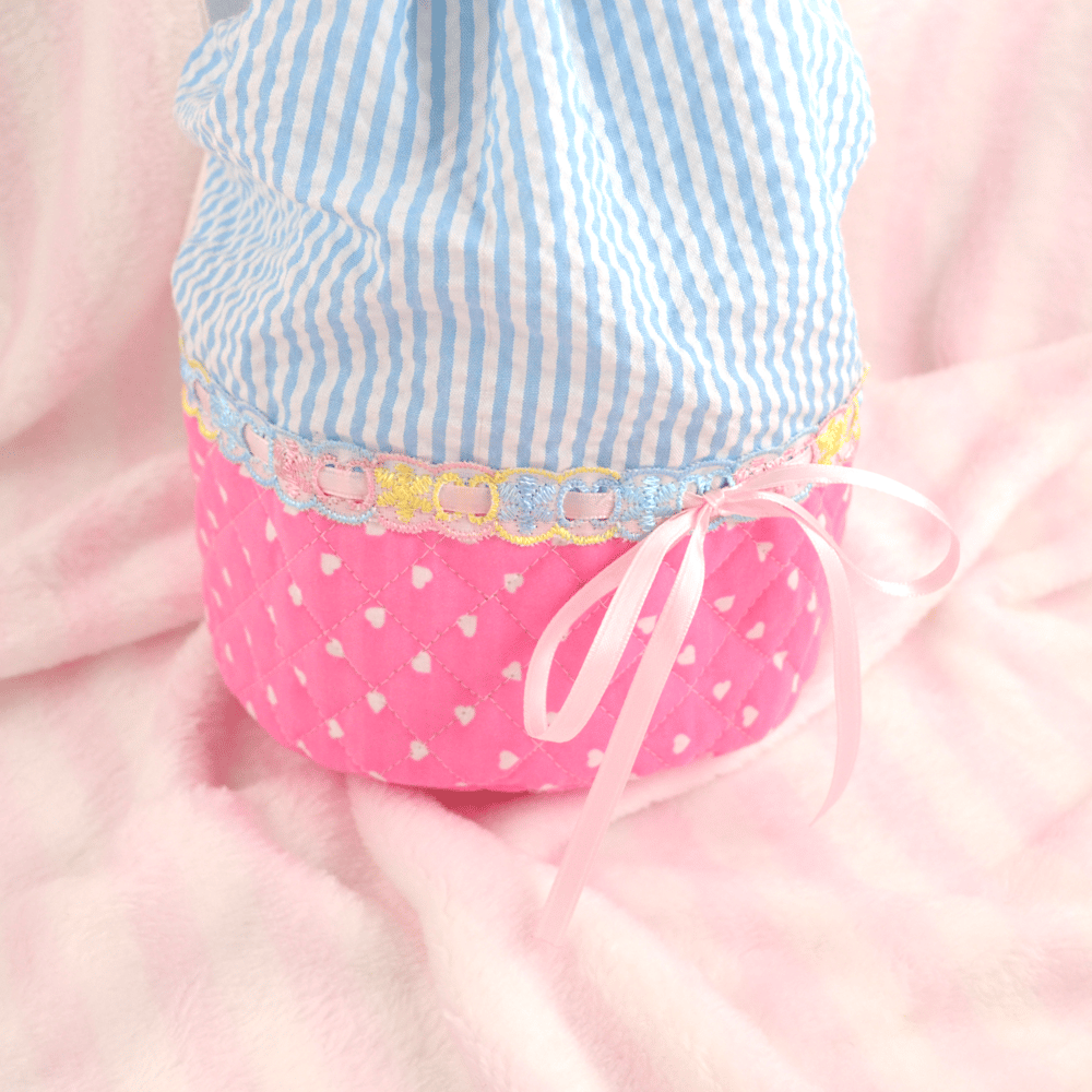 Quilted Bag: Pink x Blue Stripes