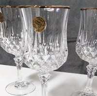 Image 3 of Longchamp 24% Lead Crystal Gold Rimmed Wine Glasses