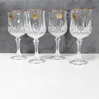 Image 1 of Longchamp 24% Lead Crystal Gold Rimmed Wine Glasses