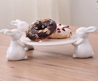 Image 1 of Bunny Rabbit Ceramic Cake Server Tray
