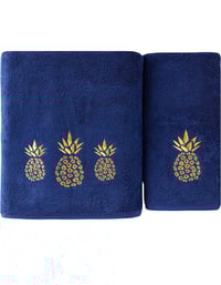 Image 1 of Gilded Pineapple Towel, Navy