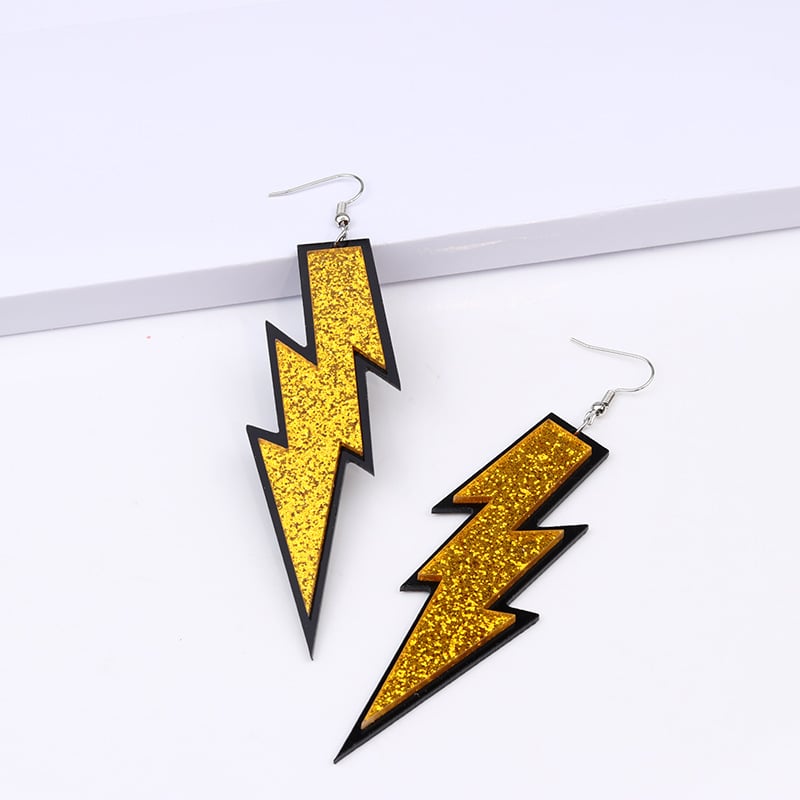 Colourful Lightning Bolt Glam Rock Earrings