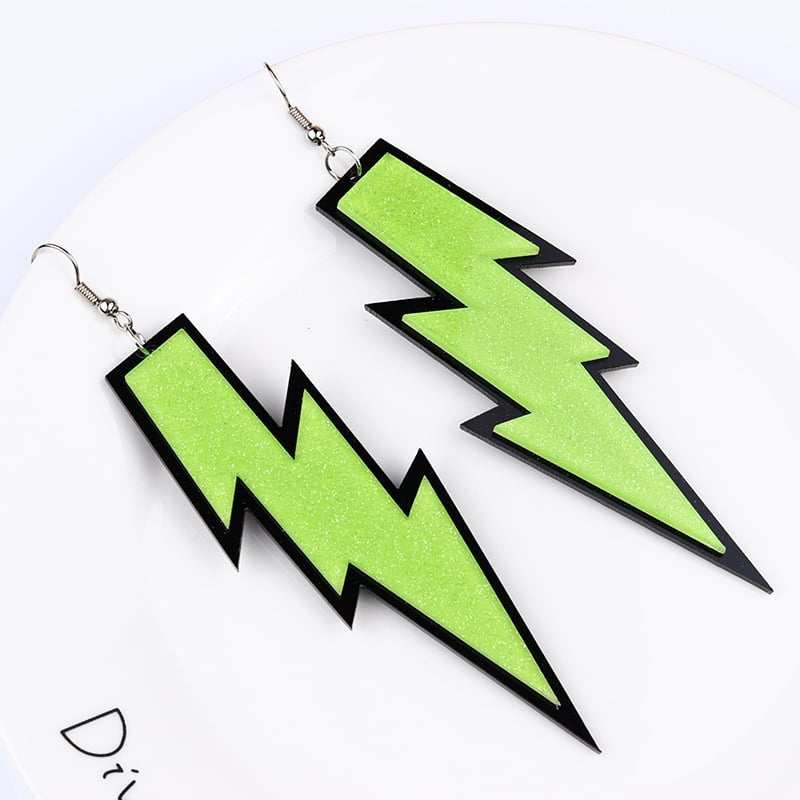 Colourful Lightning Bolt Glam Rock Earrings