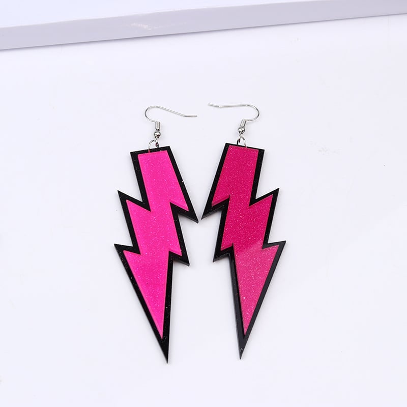 Colourful Lightning Bolt Glam Rock Earrings