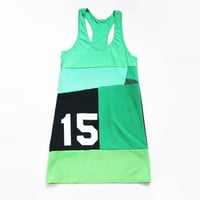 Image 1 of greens 15 green patchwork courtneycourtney adult m medium racerback tank dress birthday bday