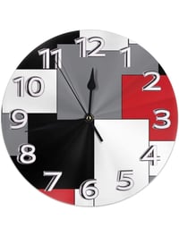 Image 1 of White,Grey,Black and Red Irregular Geometric Wall Clock 