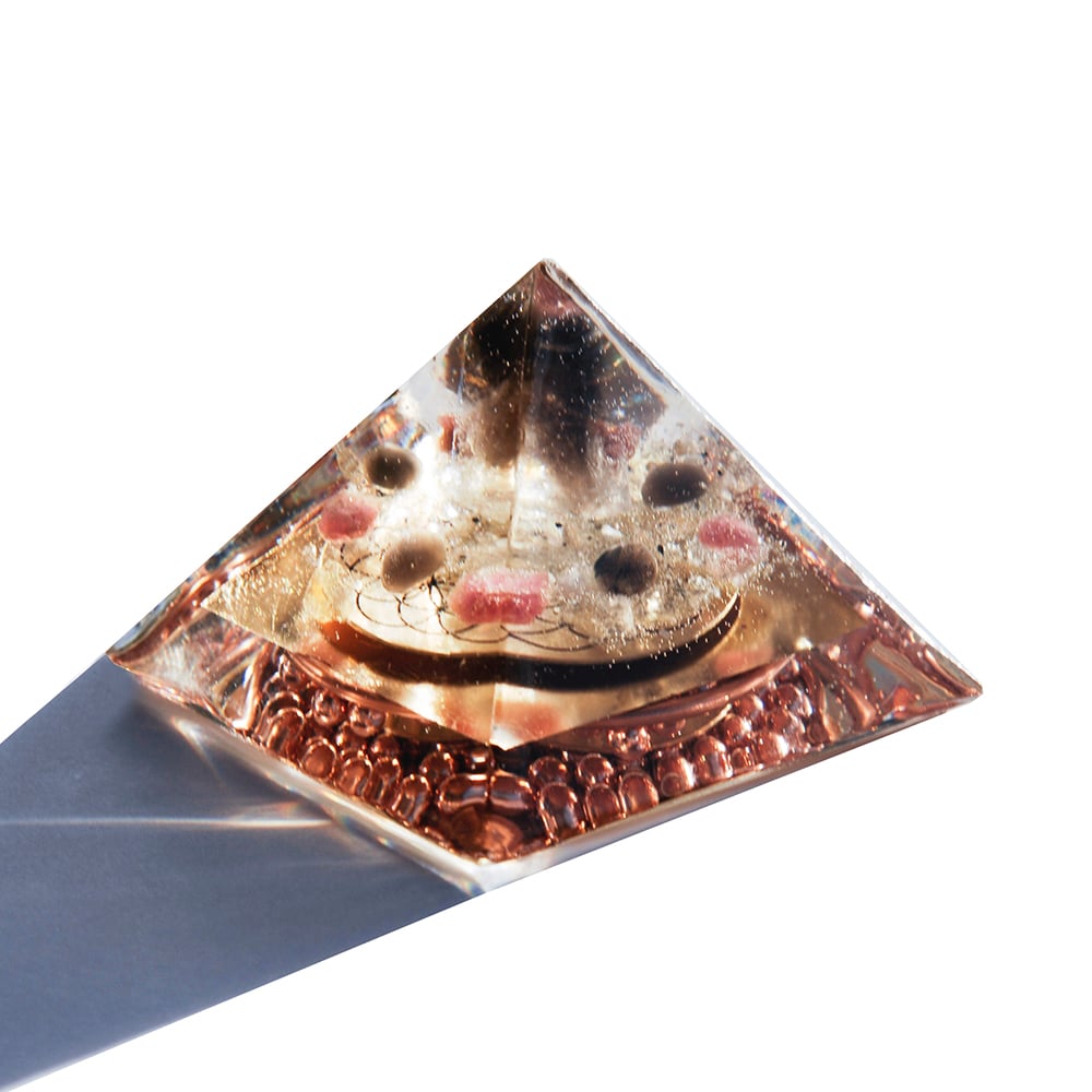 Image of Small: Smoky Quartz/Obsidian/Pink Tourmaline/Golden Mica/HFF/Flower of Life/Gd - 10
