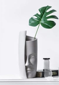 Image 2 of Gray Face Ceramic Sculpture Vase