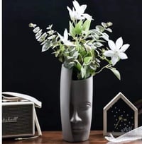 Image 3 of Gray Face Ceramic Sculpture Vase
