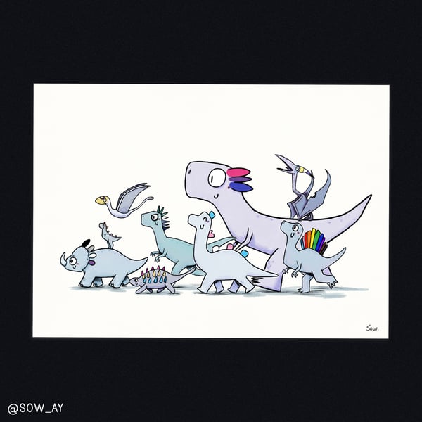 Image of Queerosaur pride ! A4 print 