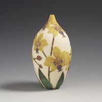 Image 1 of Yellow moth orchid sgraffito vessel  