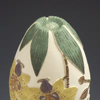 Image 5 of Yellow moth orchid sgraffito vessel  