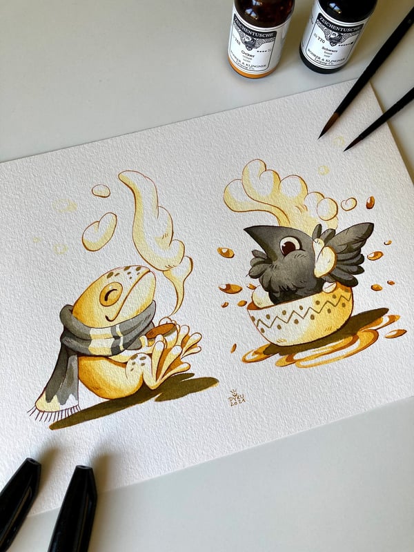 Image of Coffee and tea friends - Original artwork