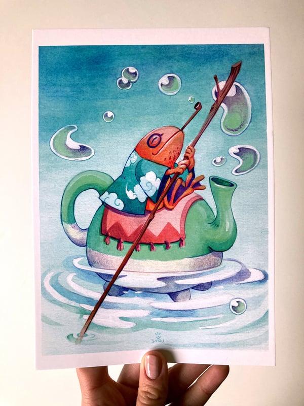 Image of Frog bubble traveler // Frog wizard // Frog tea gondolier