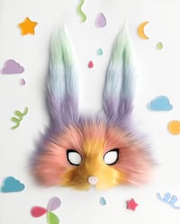 Image 1 of Pastel Rainbow Rabbit Mask