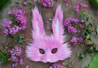 Image 1 of Pink Faux Fur Bunny Mask