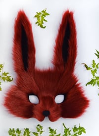 Image 2 of Burgundy Rabbit Mask, handmade
