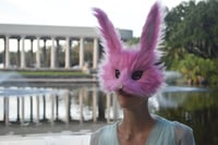 Image 2 of Pink Faux Fur Bunny Mask