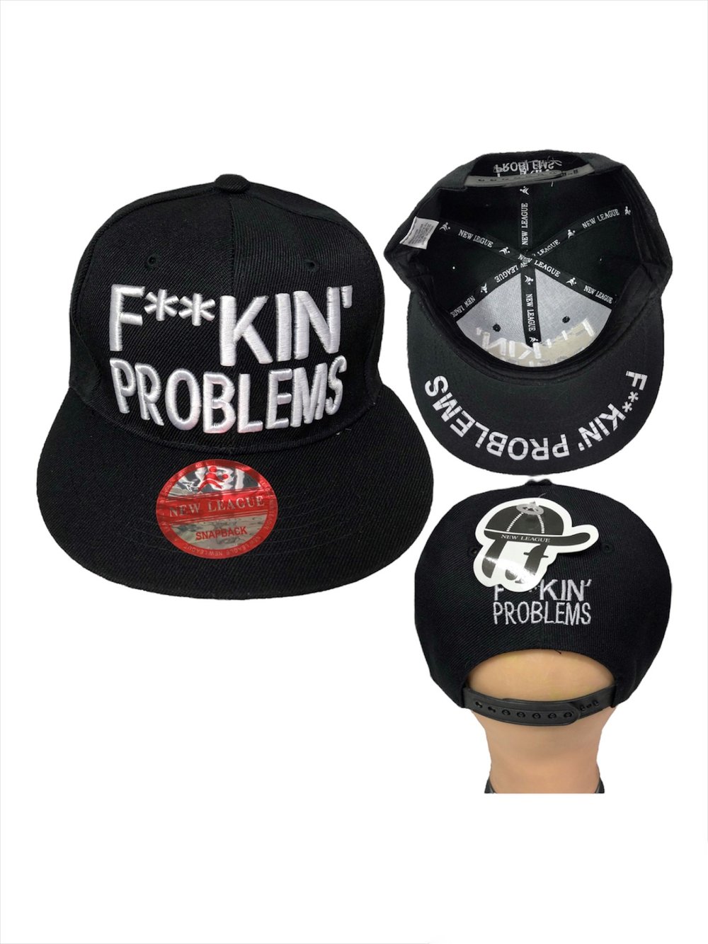 F**KIN' PROBLEMS Embroidered Adjustable Snapback for Men, Hip Hop Caps for Men