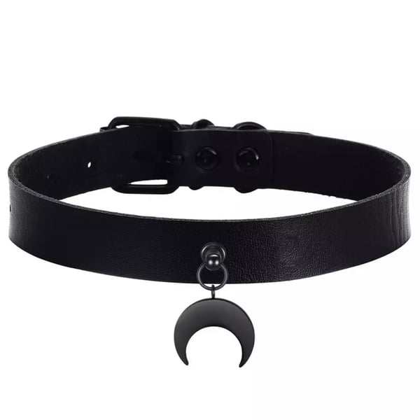 Image of Black Moon faux leather choker 