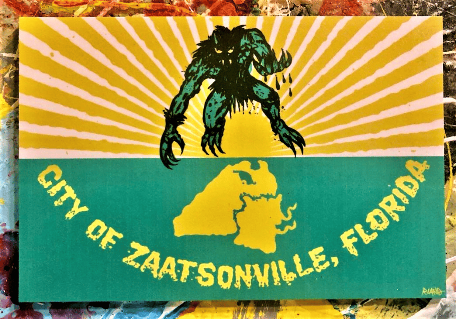 Image of Zaatsonville flag print on wood! 