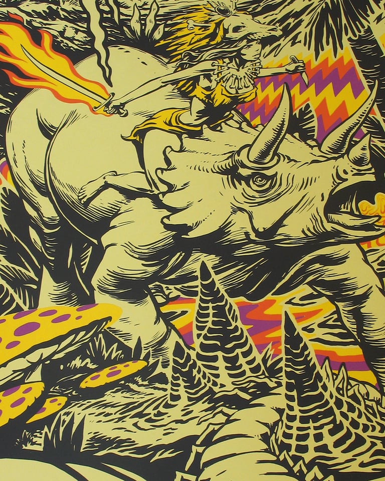 Dino Rider - (18x24in) screen print Image 4