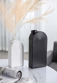 Image 2 of Black and White Ceramic Modern Vase Set of 2