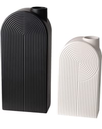 Image 1 of Black and White Ceramic Modern Vase Set of 2