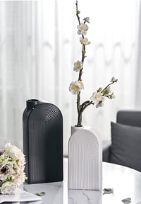Image 4 of Black and White Ceramic Modern Vase Set of 2
