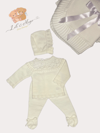 NEWBORN 3 PIECE KNITTED SET AND BLANKET