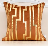 Image 1 of Geometric Gold Leather Striped Cushion Cases