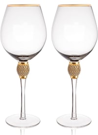 Image 1 of Gold Rimmed Wine Glasses Set of 2 