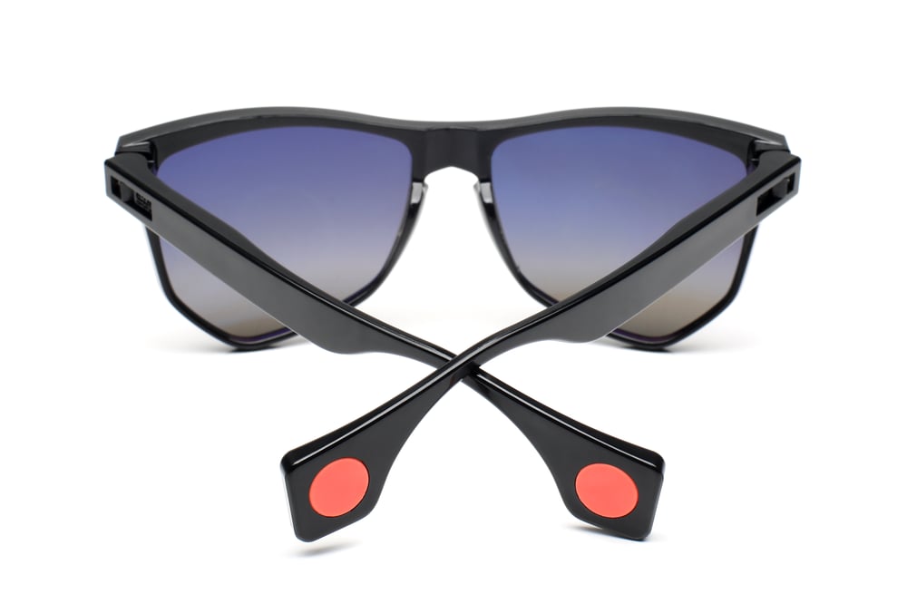 NYLAARN Bio-Black “Lawnmower” Blend Sunglasses - Polarized Gray Gradient + Black Mirror Lens