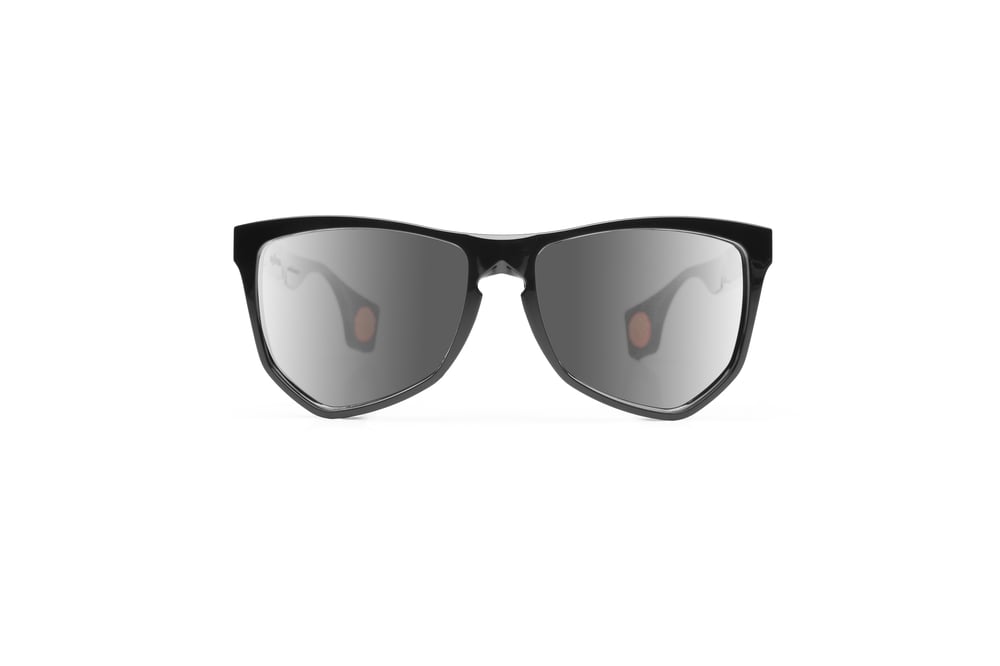 Image of NYLAARN Bio-Black “Lawnmower” Blend Sunglasses - Polarized Gray Gradient + Black Mirror Lens