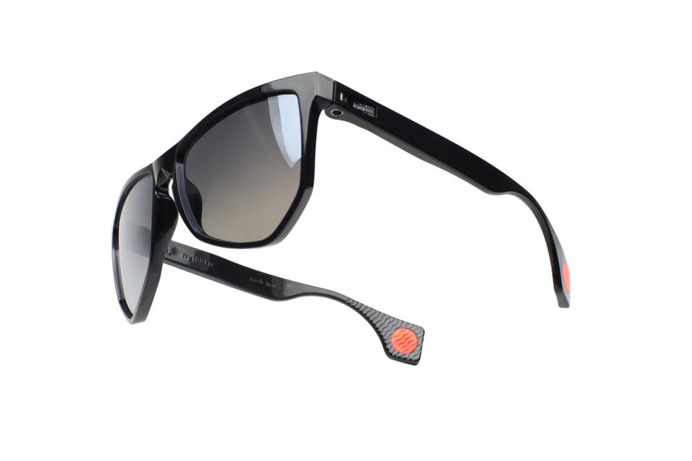 NYLAARN Bio-Black “Lawnmower” Blend Sunglasses - Polarized Gray Gradient + Black Mirror Lens