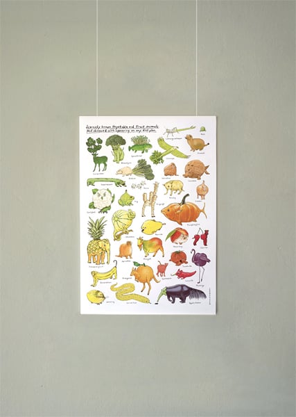Image of Vegetable and Fruit Animals | Mini-Poster | DIN A3