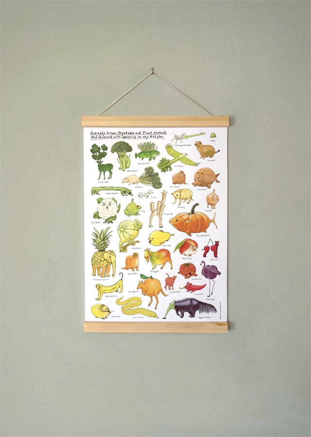 Image of Vegetable and Fruit Animals | Mini-Poster | DIN A3 mit Posterleisten