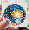 Moon Flower - 3" paper round sticker