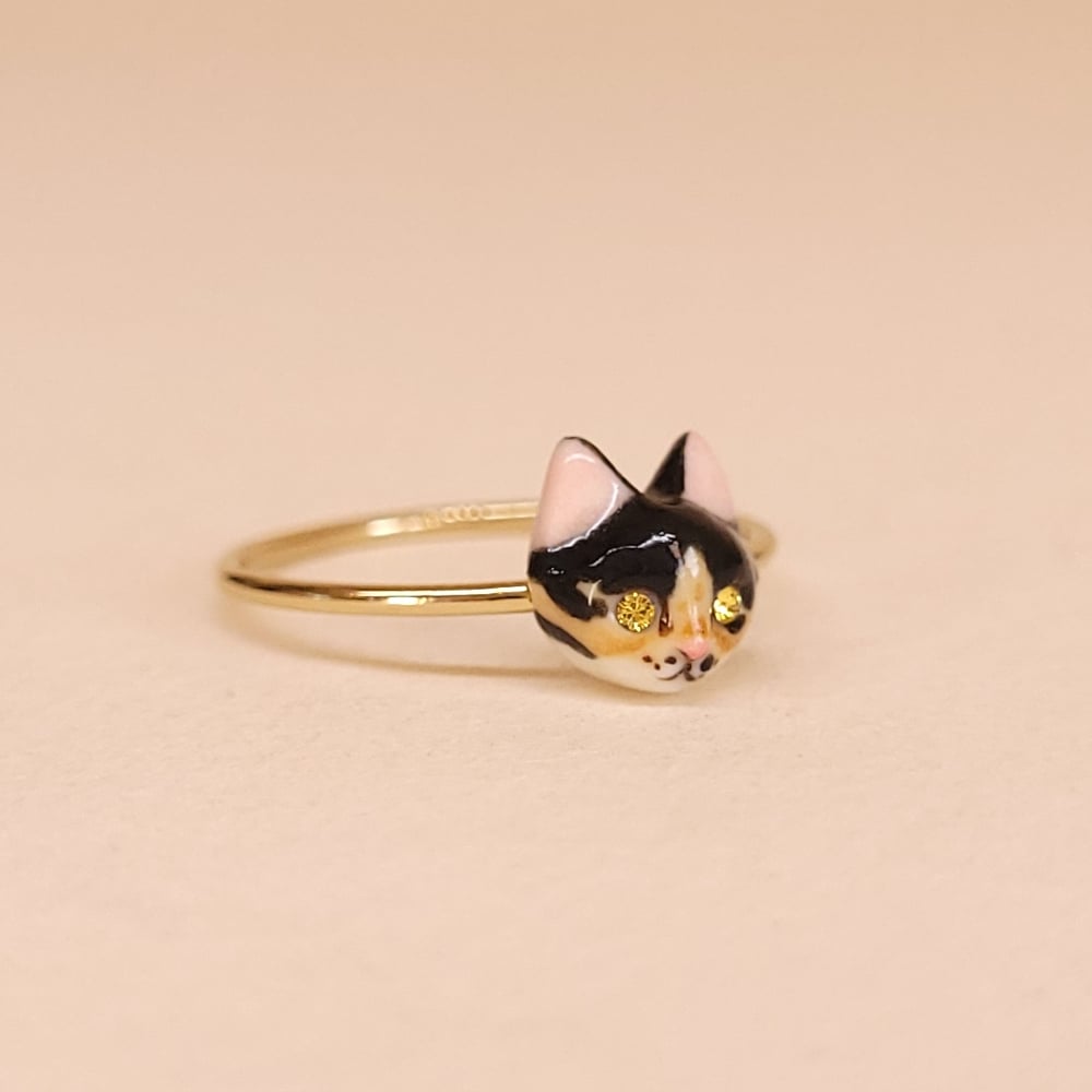 Image of Calico Porcelain & Gold Filled Cat Ring