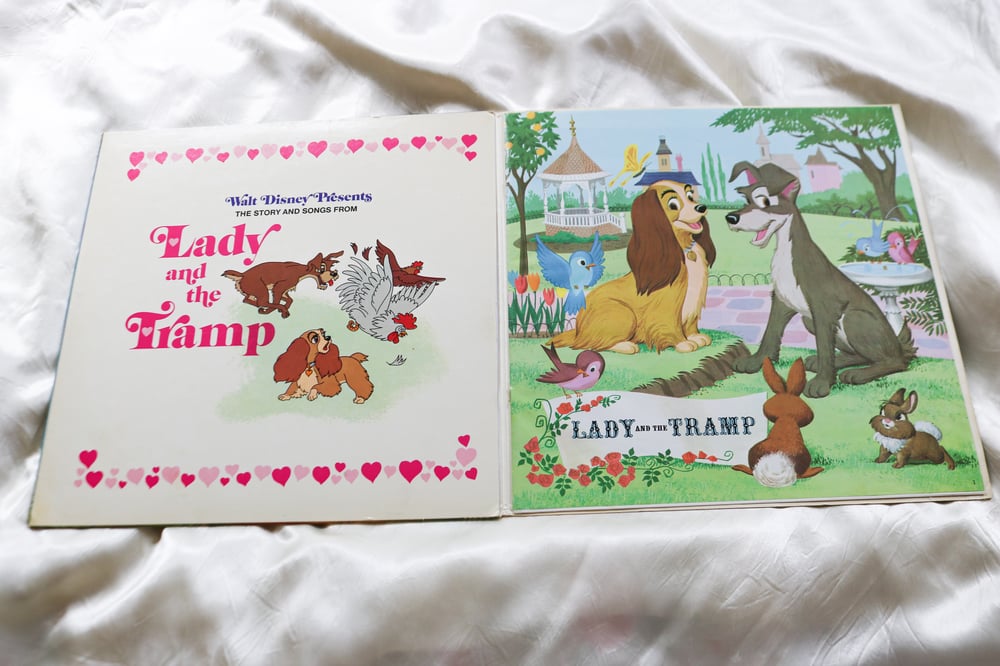 Image of Vintage Walt Disney Lady and the Tramp Record with Book (1969) 