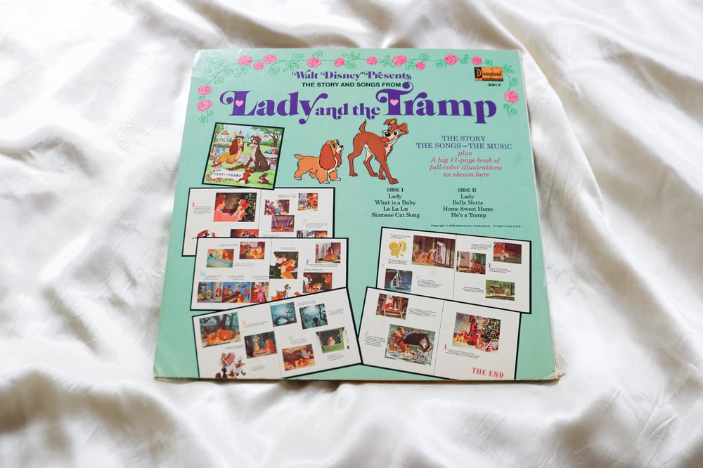 Image of Vintage Walt Disney Lady and the Tramp Record with Book (1969) 