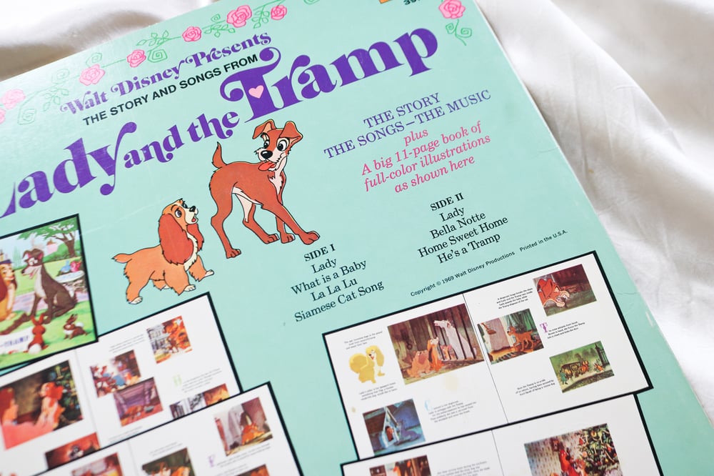 Image of Vintage Walt Disney Lady and the Tramp Record with Book (1969) 